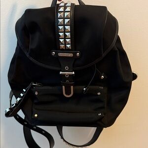 Michael Kors Black Nylon Backpack with Silver Accents